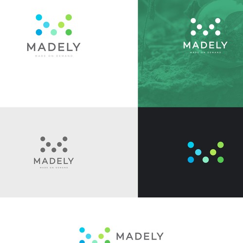 Madely Initial round dot M letter logo design