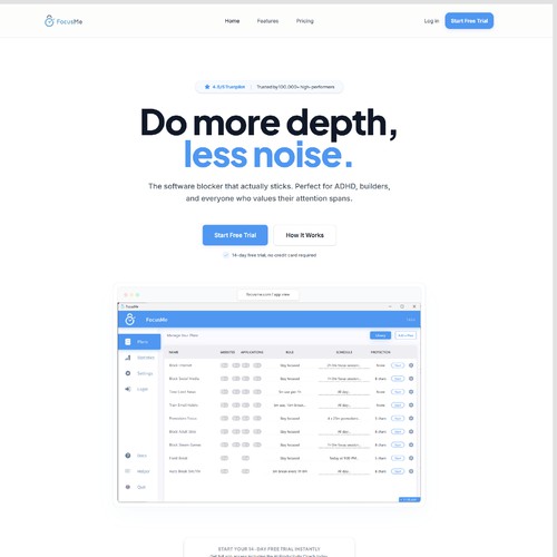 Website design for an AI productivity app