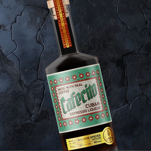 Cafecito Coffee liqueur label design