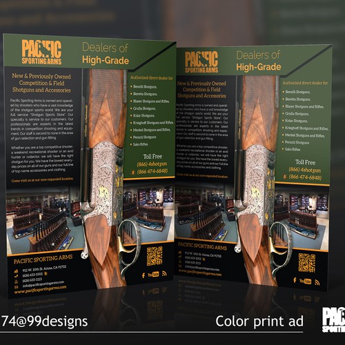 Create full color print ads for Hi Grade Sporting Shotgun Dealer