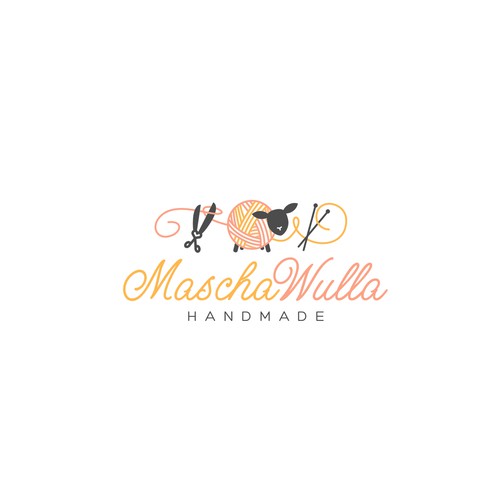 Feminine logo for a handmade wool knitting product