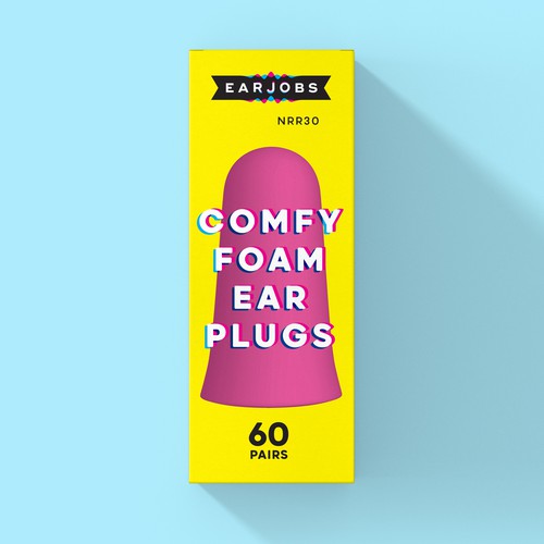 Playful box packaging for our cheeky ear plug brand