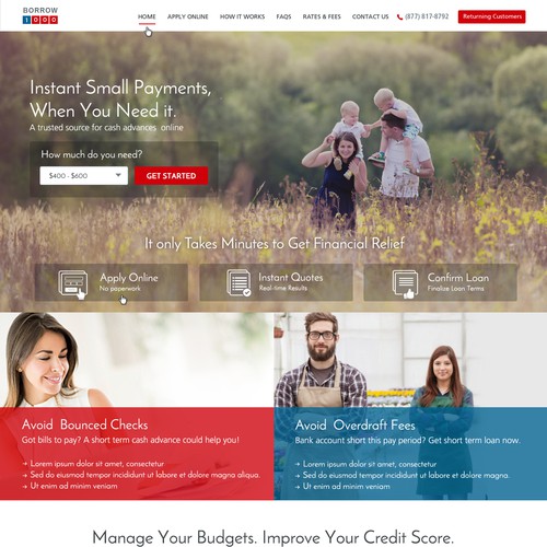 Website design for Borrow1000.com