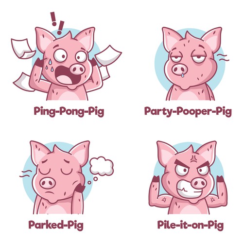 Pig mascot / sticker set