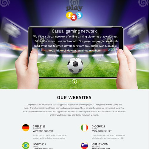 Single page website / landing page for game publishing company