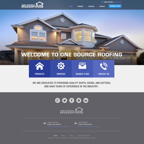 Home Page Concept For One Source Roofing LLC