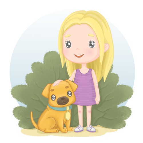 Illustration for illustrated story about Illustration about a girl and her true friend