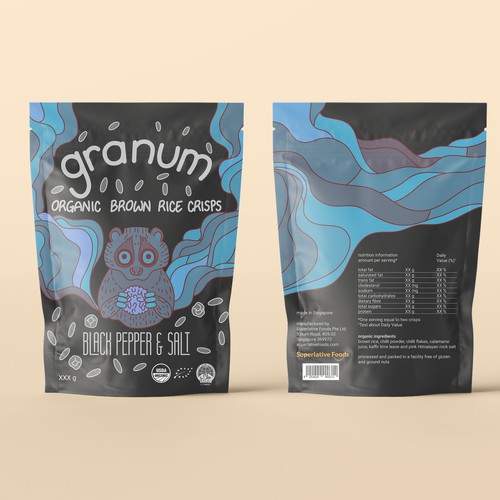 Colourful and playful package design for a favourite snack