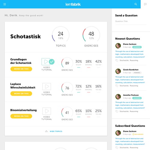 Learning Platform Responsive Dashboard