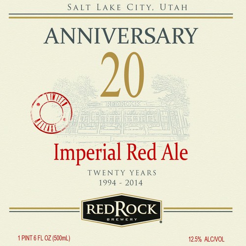 Beer Label for Red Rock Brewing  20th Anniversary