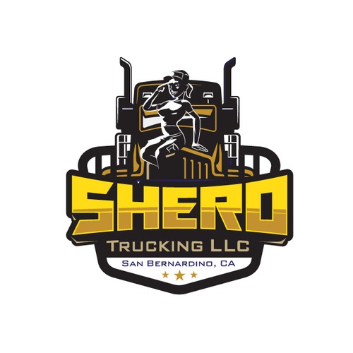 Design a feminine but not too girly logo that represents a veteran, female owned trucking company.