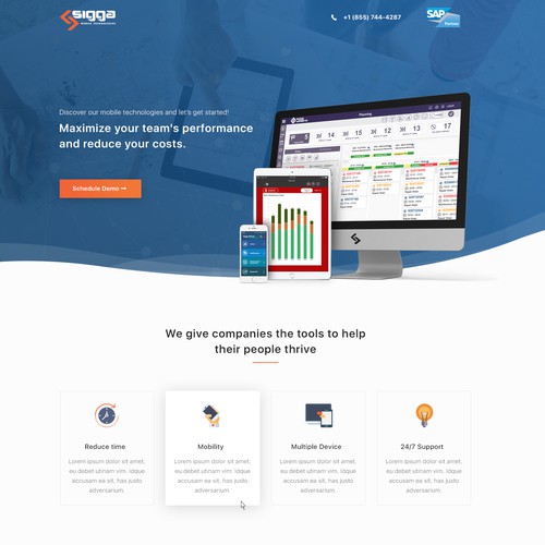 Landing page design for Sigga