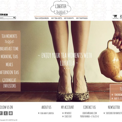 Create a new tea website with vintage spirit and creativity