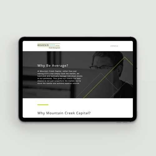 A landing page website for a wealth management firm. New York, the USA