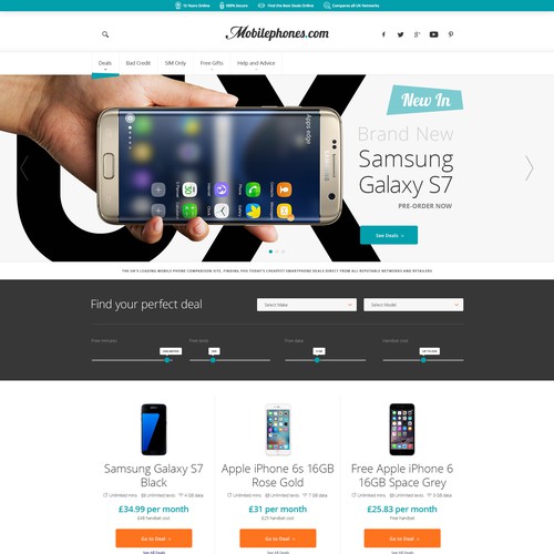 Redesign for a mobile phone comparison website