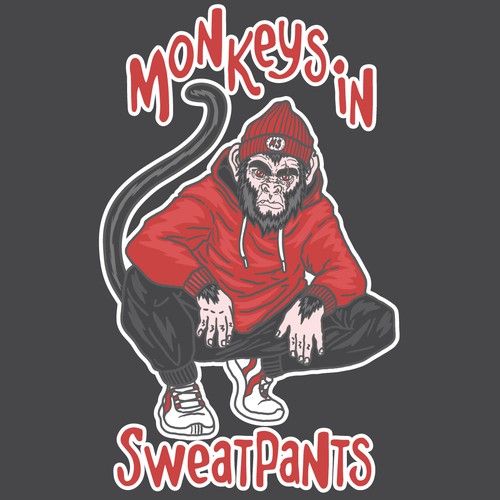 Monkeys in Sweatpants T-shirt design