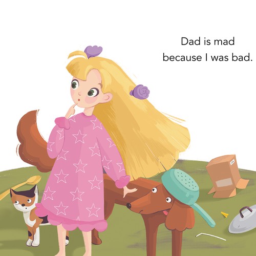Children's book illustration for "Dad is Mad" book. 