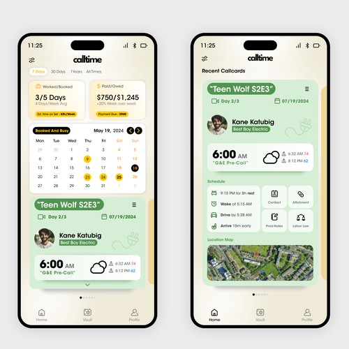 CallTime app screen proposal