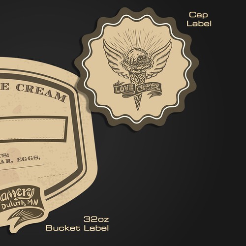 Ice Cream Container Labels for Love Creamery