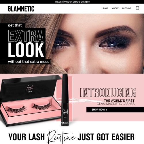 Homepage design for glamnetic