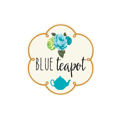 Create the best logo for the "Blue Teapot" tearoom in France