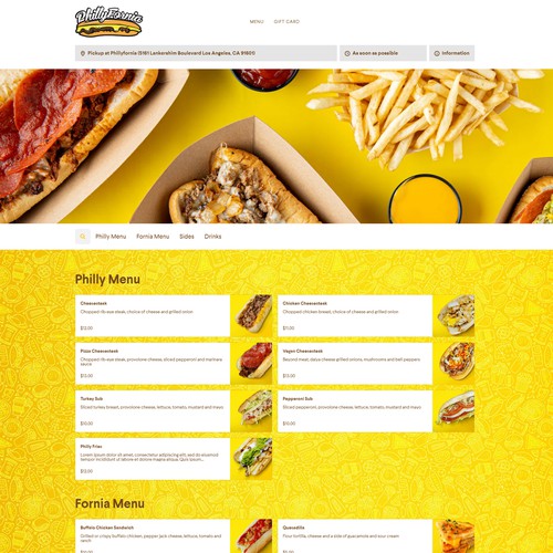 Hip and tasty looking food ordering page