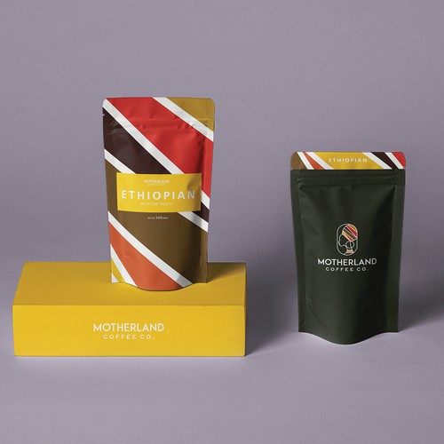 Coffee package design for Motherland Coffee Co. 