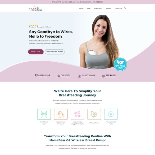 MamaBear Wireless Breast Pump Sales Page