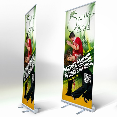 Design an exciting banner for a modern dance style