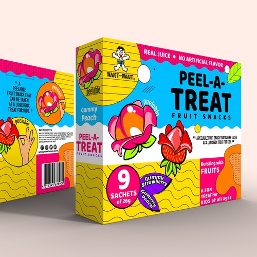 Peel A Treat Fruit Snacks  Fun Vibrant packaging Box