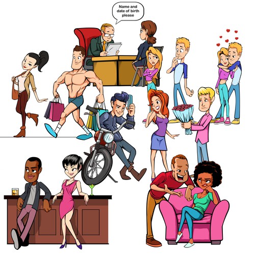 Cartoon illustrations for etiquette book