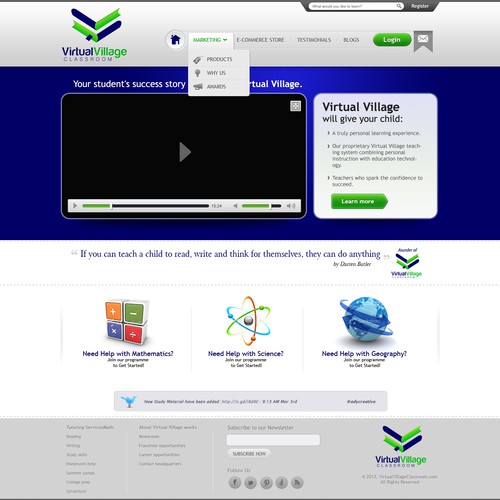 website design for virtual village classroom