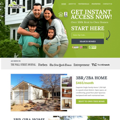 Website Redesign for Rent to Own Home Service