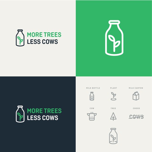 Minimal logo for MORE TREES LESS COWS