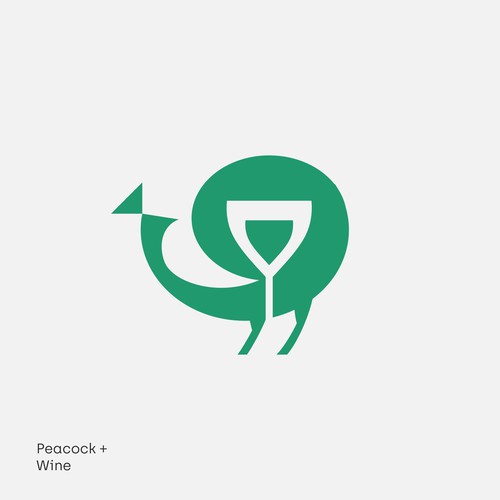 Peacock + Wine Glass character logo
