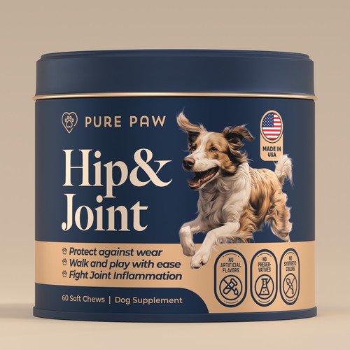 Packaging design for dog supplement brand