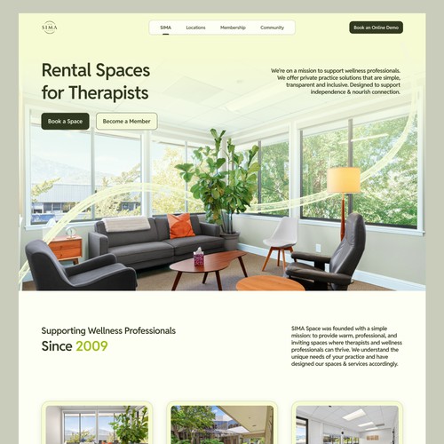 Website design for a rental spaces company