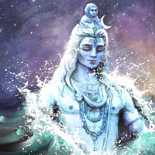 Create a beautiful piece of artwork using the imagery of Lord Shiva