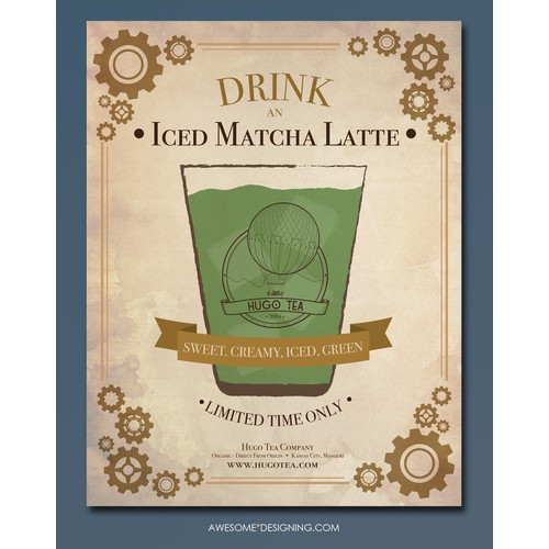 Create a Steampunk sign for Hugo Tea!