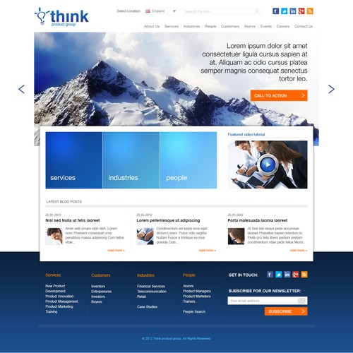 Homepage design for Think Product Group Ltd