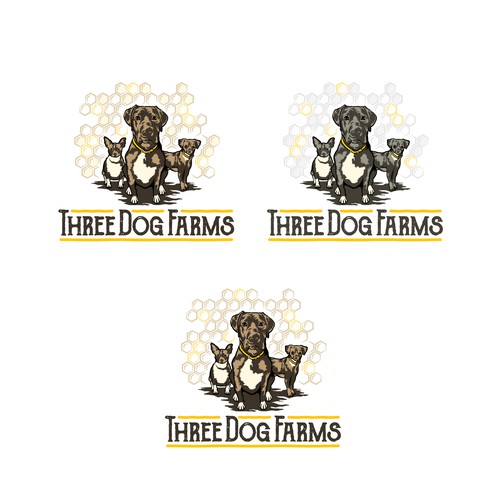 Logo for sustainable 3 Dog Farms and native organic honey from SoCalifornia!