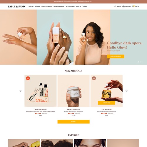 Sable & Sand homepage design