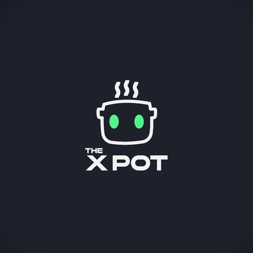 logo concept for restaurant that served with robots