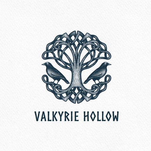Celtic Tree Raven Birds Logo