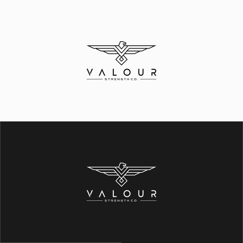 Geometric Eagle initials V logo for Valour Strength Co.