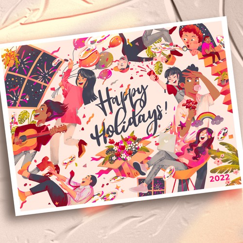 Happy Holiday postcard design