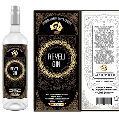 Intricate detailing Gin label 