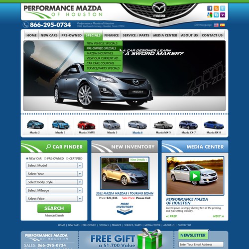 Create the next website design for Performance Mazda of houston