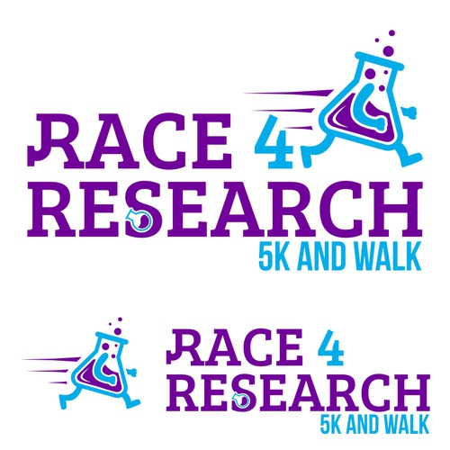 Create a smart, science-themed logo for Race 4 Research 5K fundraiser