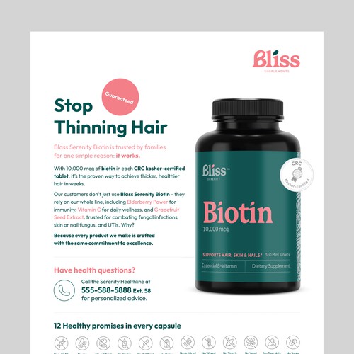 Premum minimalistic ad for a hair care supplement